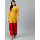 JC4U - Mustard Rayon Womens Straight Kurti ( Pack of 1 ) - None