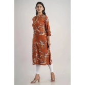 MAUKA - Brown Rayon Womens Front Slit Kurti ( Pack of 1 ) - None