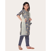 Girls Embrodrery Kurta with Bottom Dupatta set-Blue / 9 - 10 Years