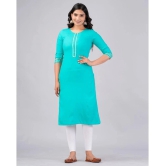 MAUKA Rayon Embroidered Straight Womens Kurti - Turquoise ( Pack of 1 ) - None