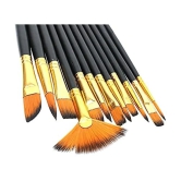 ECLET Craft Painting Brushes Set of 12 Professional Round Pointed Tip Nylon Hair Artist Acrylic Paint Brush for Acrylic/Watercolor/Oil Painting