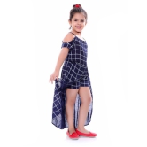 Naughty Ninos Girls Navy Blue Checked Fit and Flare Dress - None