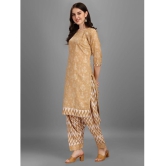 gufrina Cotton Blend Printed Kurti With Salwar Womens Stitched Salwar Suit - Beige ( Pack of 1 ) - None