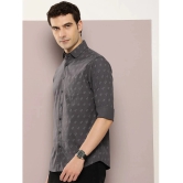 Dillinger 100% Cotton Regular Fit Printed Full Sleeves Mens Casual Shirt - Grey ( Pack of 1 ) - None