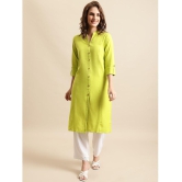 Pistaa - Lime Green Cotton Women''s Front Slit Kurti ( Pack of 1 ) - None