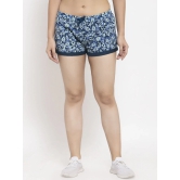 Wolfpack Women Blue Printed Shorts-L