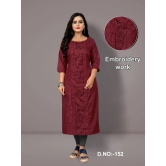 Womens Casual Embroidery Cotton Kurtis-6XL / maroon