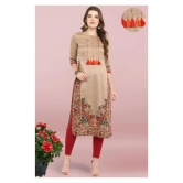 Janasya - Beige Silk Womens Straight Kurti ( Pack of 1 ) - XXL