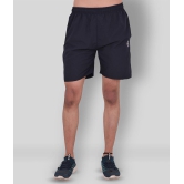 4B Black Polyester Lycra Fitness Shorts Single - None