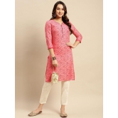 Rangita Women Rayon Pink Floral Printed Knee Length Straight Kurti - None