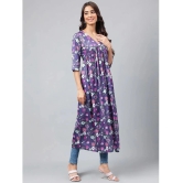 Janasya - Navy Blue Satin Womens Flared Kurti ( Pack of 1 ) - None