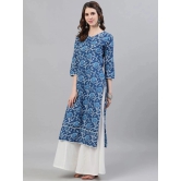 Antaran Cotton Printed Straight Womens Kurti - Blue ( Pack of 1 ) - None