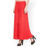 Women Red Flared Solid Palazzos