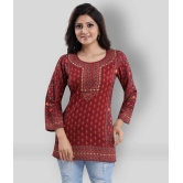 Meher Impex - Maroon Crepe Womens Straight Kurti ( Pack of 1 ) - S