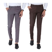 SREY Grey Slim -Fit Flat Trousers Pack of 2 - None