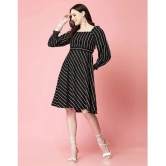 Selvia Crepe Striped Above Knee Womens A-line Dress - Black ( Pack of 1 ) - None