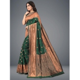 Om Shantam Sarees - Green Art Silk Saree With Blouse Piece ( Pack of 1 ) - Green