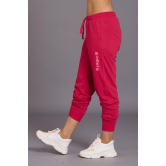 Sinner Printed Pink Cotton Joggers for Women