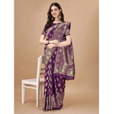 LEELAVATI Banarasi Silk Embellished Saree With Blouse Piece - Purple ( Pack of 1 ) - Purple