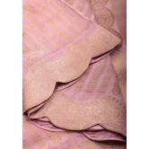 Unique Scalloped Borders Pure Brocade Banarasi Katan Silk Saree in Light PInk | SILK MARK CERTIFIED