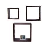 Wooden Floating Wall Shelves Set of 3-Black