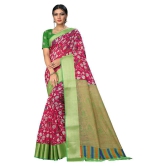 offline selection Pink Polyester Saree