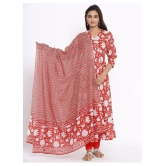 miravan Red Cotton Anarkali Kurti - L