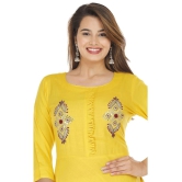 JC4U Rayon Yellow A- line Dress - Single - None