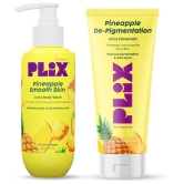 Plix Pineapple Glow Duo Depigmentation Face Wash & Lactic Acid Exfoliating Body Wash Combo Pack of 2