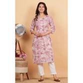 Vbuyz Cotton Printed Straight Womens Kurti - Pink ( Pack of 1 ) - None