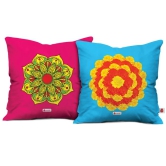 Indigifts Diwali Decoration Items Floral Doodle Print Cushion Cover 12x12 inch Set of 2 with Filler - Diwali Gift Items, Diwali Gifts for Family and Friends