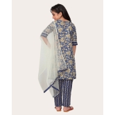 Girls Embrodrery Kurta with Bottom Dupatta set-Blue / 5 - 6 Years