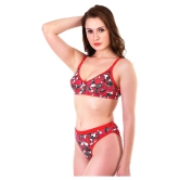 TCG Red Cotton Bra & Panty Set - 32