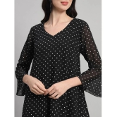 Curvydrobe Georgette Printed Mini Womens A-line Dress - Black ( Pack of 1 ) - None