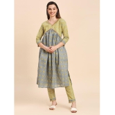 gufrina Cotton Printed Kurti With Pants Women's Stitched Salwar Suit - Light Grey ( Pack of 1 ) - None