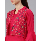 Alena - Pink Cotton Womens Jacket Style Kurti - L