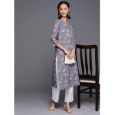 Varanga Cotton Printed Straight Women's Kurti - Blue ( Pack of 1 ) - None