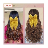 Lykaa Large Satin Hair Bow with Pearls Longtail Clips Hair Accessories for Women -1 Pcs (Multicolor) - Mustard