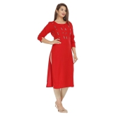 HIGHLIGHT FASHION EXPORT - Red Rayon Womens Straight Kurti - XL