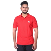 Men Solid Polo Neck Cotton Blend Red T-Shirt