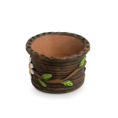 Mud Blossoms Handmade & Handpainted Terracotta Planter Pot (4 Inch)