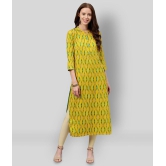 KIPEK - Yellow Rayon Womens Straight Kurti - S