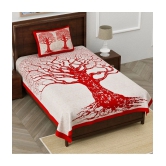 unique choice - Red Cotton Single Bedsheet with 1 Pillow Cover - Red