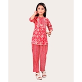 Girls Casual Kurta and Trouser Set-Red / 7 - 8 Years