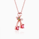 Rose Gold Colourful Floral Pendant with Link Chain