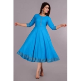 Smien Rayon Printed Anarkali Womens Kurti - Blue ( Pack of 1 ) - None