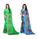 LEELAVATI - Multicolor Crepe Saree With Blouse Piece ( Pack of 2 ) - Multicolor