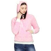 PPTHEFASHIONHUB Faux Fur Womens Hooded Sweatshirt ( Pink ) - None