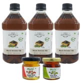 3 Virgin Organic Cold Pressed Black Sesame Seed (Til/Gingelly) Cooking Oil (3x1 LTR)+2 nos Free Raw Forest Honey Varieties (2x55Gms)