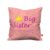 Indigifts Bhaidooj Happy Diwali Gift Brother Sister Big Sister Little Mister 12X12 Printed PolySatin| Fibre Cushion Festive Memories Diwali Christmas Birthday Anniversary Everyday Gift